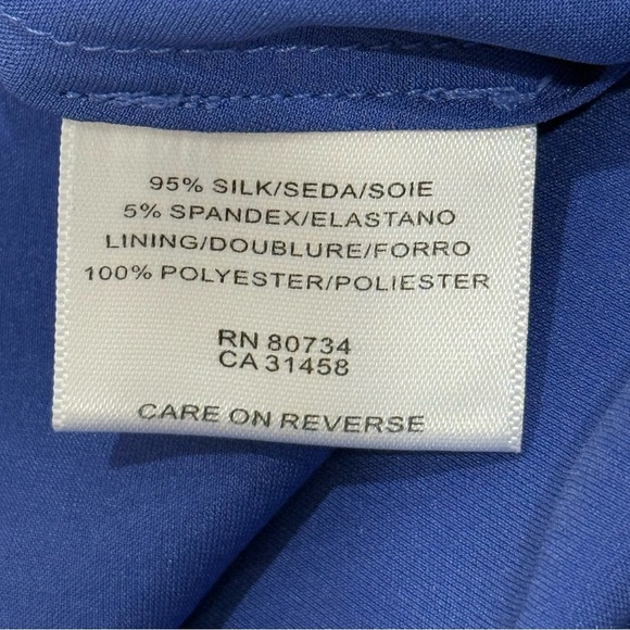 BCBGMaxAzria Silk Babydoll Tank Top Satin Blue Smocked XS Y2K Vintage Party Chic - Picture 7 of 11